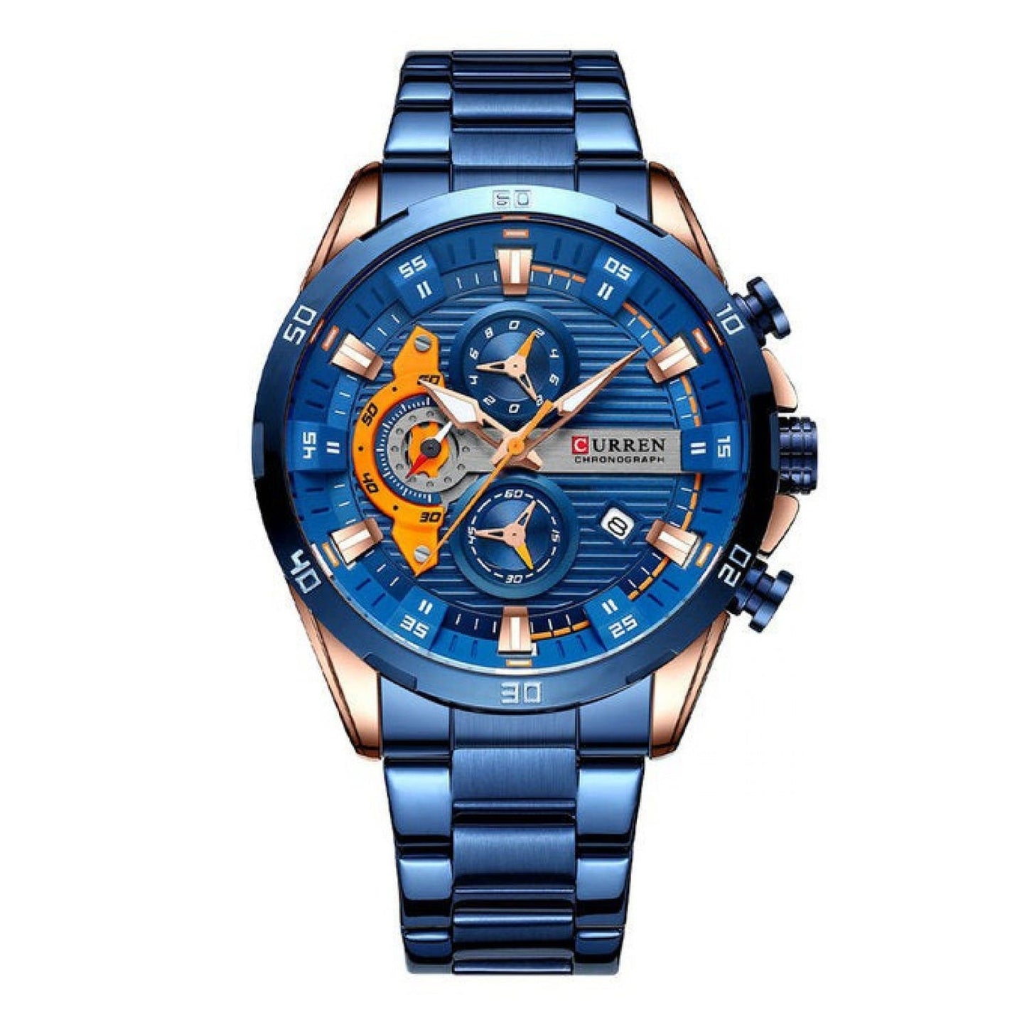 Reloj Curren 8402 azul con pulsera de acero inoxidable