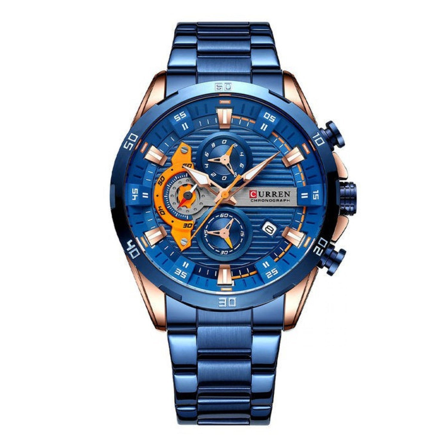 Reloj Curren 8402 azul con pulsera de acero inoxidable