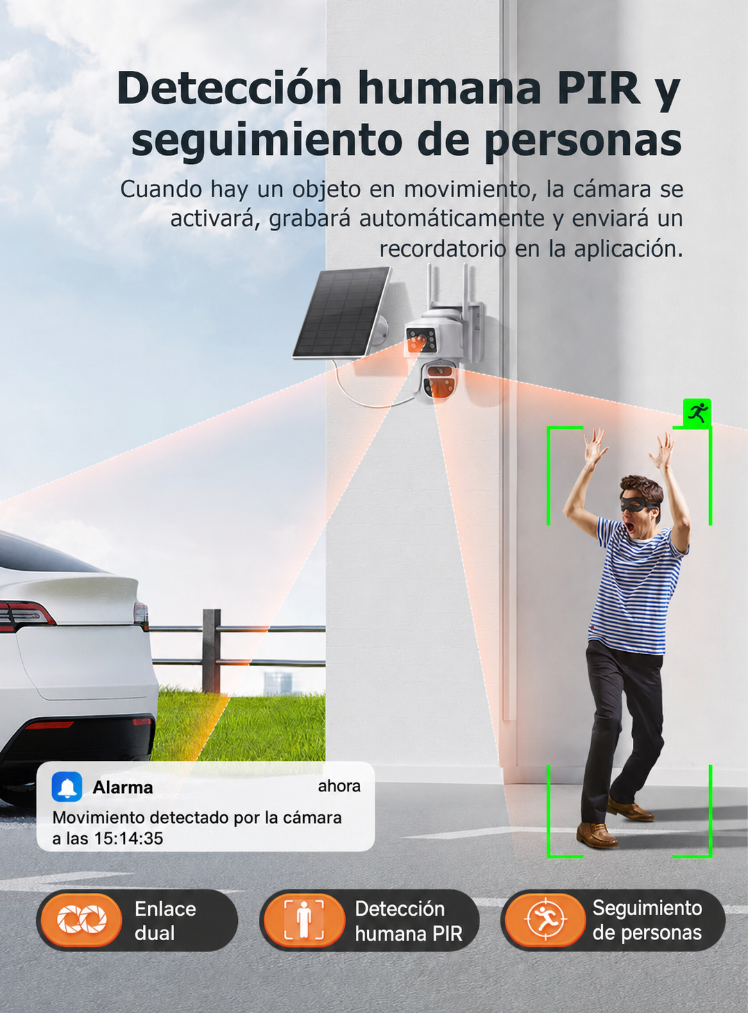 Cámara Solar 4G Doble Lente Autoseguimiento