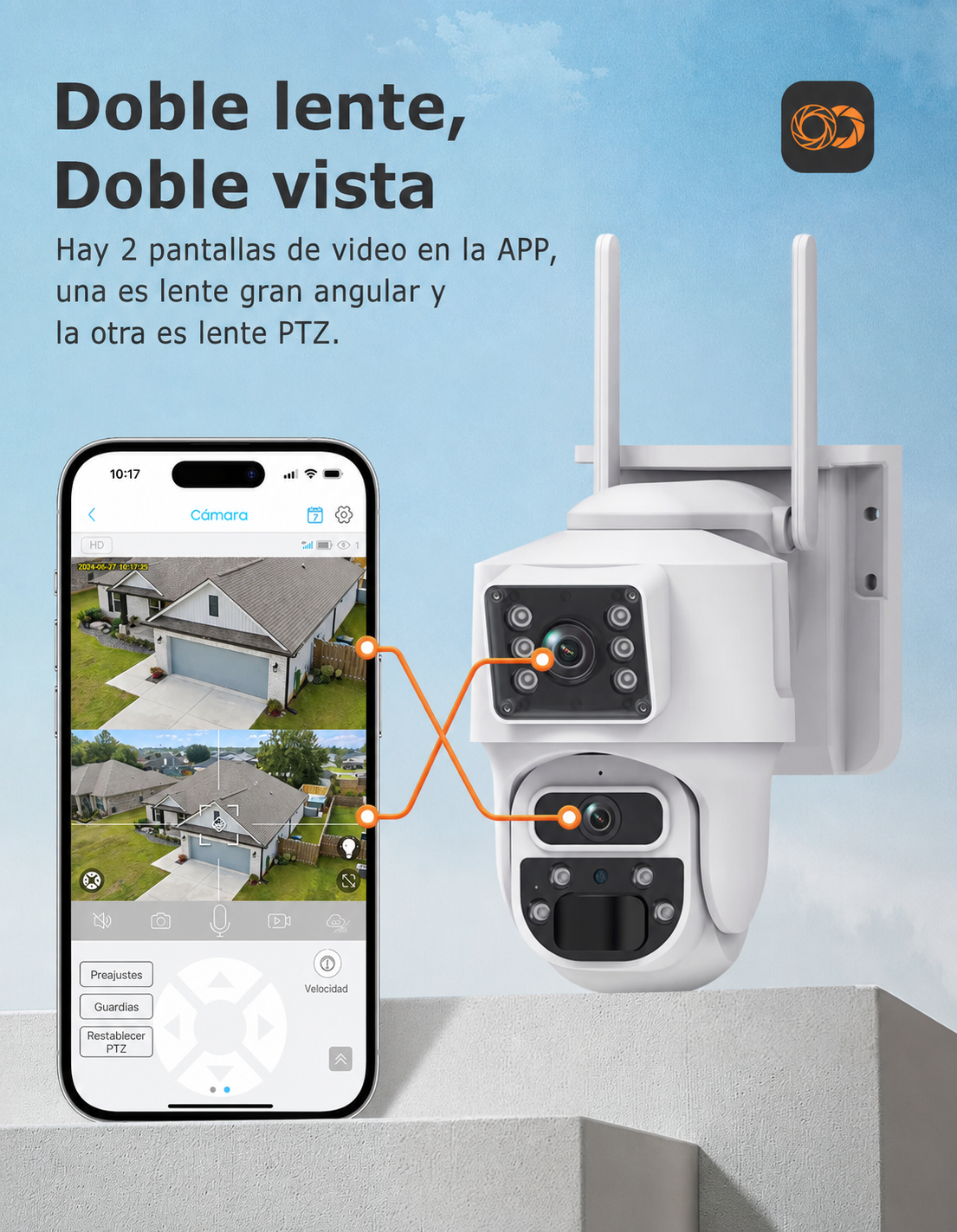 Cámara Solar 4G Doble Lente Autoseguimiento